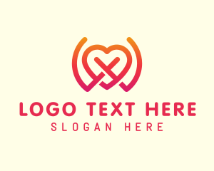 Negative Space - Heart Line Letter X logo design