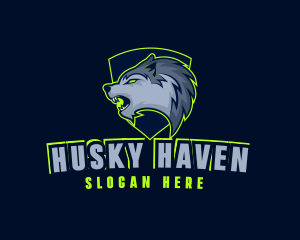 Husky - Wolf Crest Shield logo design