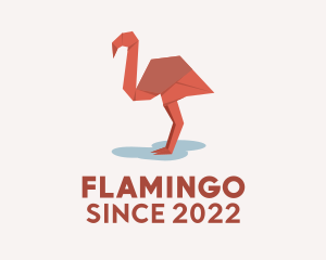 Flamingo Paper Origami  logo design