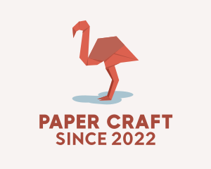 Flamingo Paper Origami  logo design