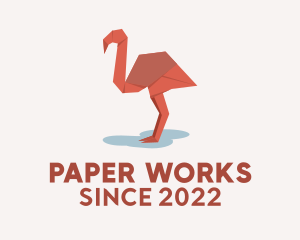 Paper - Flamingo Paper Origami logo design