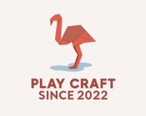 Flamingo Paper Origami  logo design