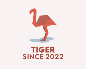 Aviary - Flamingo Paper Origami logo design