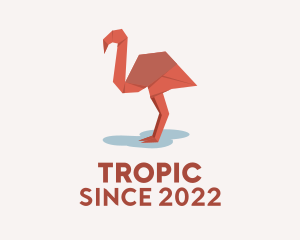 Flamingo Paper Origami  logo design