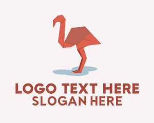 Flamingo Paper Origami  Logo