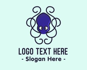 Kraken - Blue Octopus Tentacles logo design