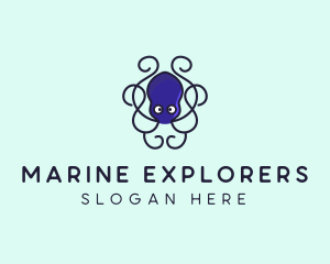 Marine Octopus Tentacles logo design