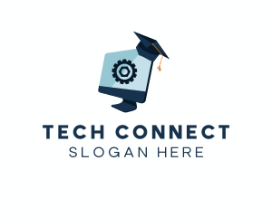 Computer - Computer Graduate Cap logo design