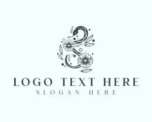 Slithering - Flower Snake Boho logo design