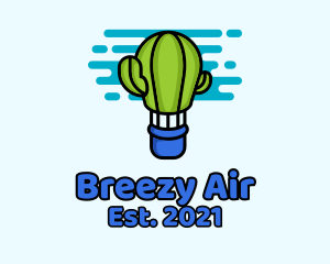 Cactus Hot Air Balloon logo design