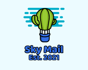 Cactus Hot Air Balloon logo design