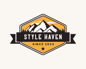 Skiing - Outdoor Forest Mountain logo design