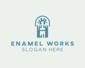 Enamel - Painting Brush Bucket Renovation logo design