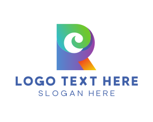 Surf - Colorful Wave Letter R logo design