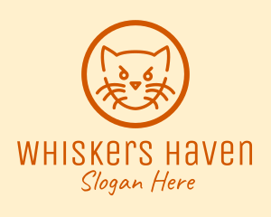 Whiskers - Angry Orange Cat logo design