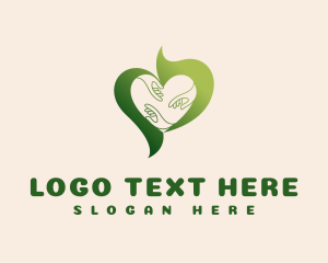 Green - Organic Heart Hand logo design
