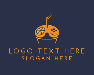 Straw - Joystick Orange Juice logo design