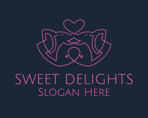 Heart Elephant Dating App logo design