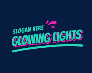 Lights - Neon Splash Wordmark logo design