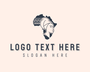 Headwrap - Tribal Woman Hairdresser logo design