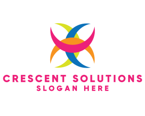 Colorful Crescent Shape logo design