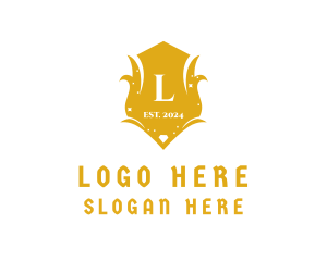 Fine Dining - Gold Royalty Shield logo design