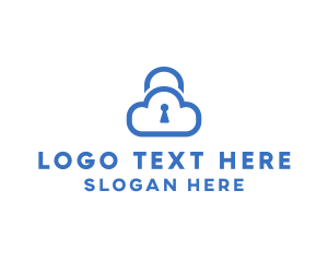 Blue Padlock - Blue Safe Cloud logo design