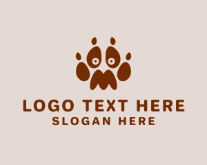 Brown - Dog Paw Letter M logo design
