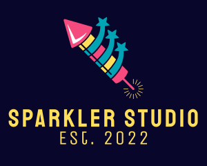 Sparkler - Explosive Rocket Fireworks logo design