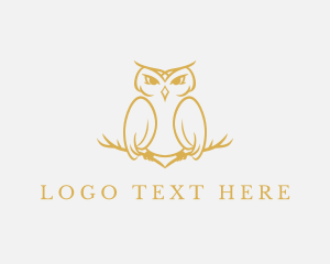Golden - Owl Animal Monoline logo design