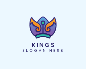 Royal Purple Crown Headdress logo design