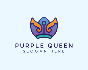 Royal Purple Crown Headdress logo design