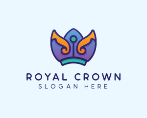 Royal Purple Crown Headdress logo design