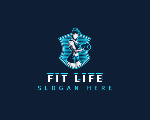 Fitness Workout Dumbbell logo design