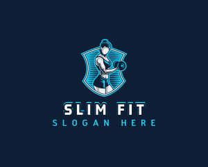 Fitness Workout Dumbbell logo design