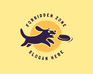 Cute Dog Frisbee  Logo