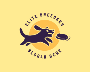 Cute Dog Frisbee  logo design