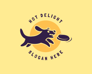 Cute Dog Frisbee  logo design