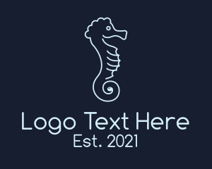White Monoline Seahorse Logo