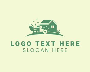 House - House Lawn Mower Landscaping logo design