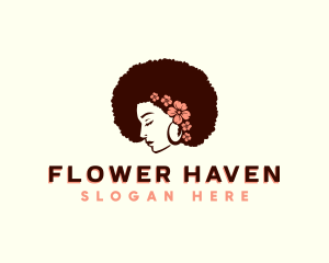 Flower Afro Woman logo design