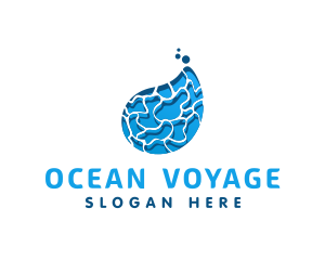 Ocean Water Droplet logo design