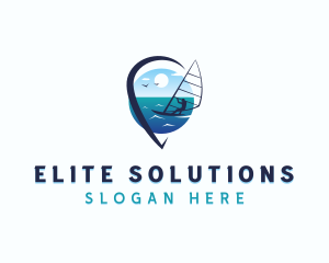 Location - Travel Windsurfer Location Pin logo design