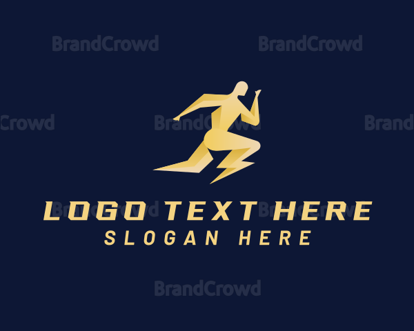 Human Fast Runner Lightning Logo