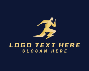 Track And Field - Human Fast Runner Lightning logo design