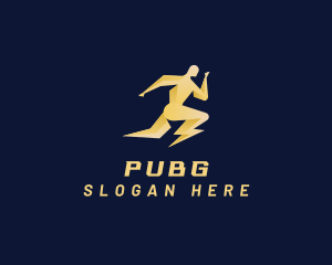 Human Fast Runner Lightning Logo