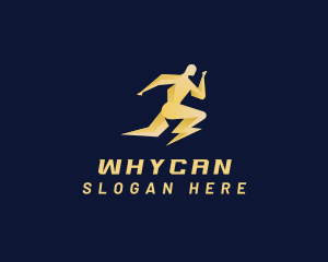 Human Fast Runner Lightning Logo