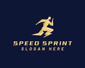 Runner - Human Fast Runner Lightning logo design