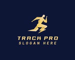 Human Fast Runner Lightning logo design