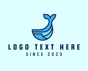 Aquarium - Geometric Whale Animal logo design